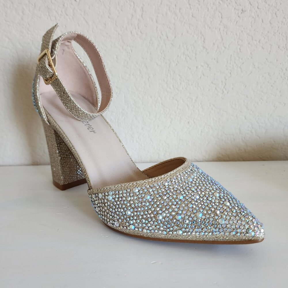 Crystal Embellished Strappy High Heels - Size 5